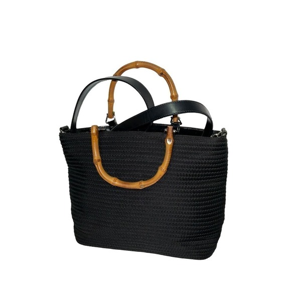 Gucci Black Quilted Bamboo Shoulder Bag 2way Bag with Strap Canvas P.Leather - Picture 3 of 15